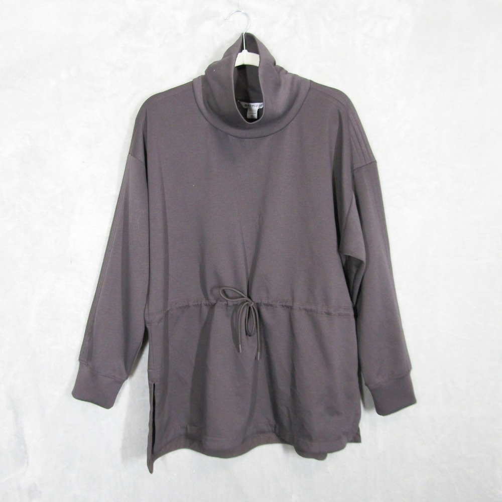 Athleta XL Funnel Neck Allure Cinch Sweatshirt Gray Drawstring Long Sleeve